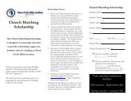 Church Matching Scholarship - Word of Life Bible Institute