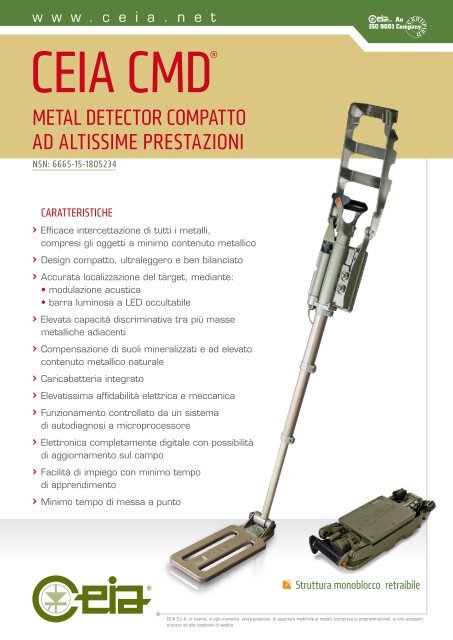 metal detector comPatto ad altissime Prestazioni - CEIA S.p.A.