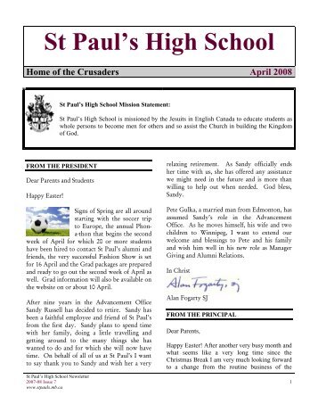 April Newsletter - St Paul's High School