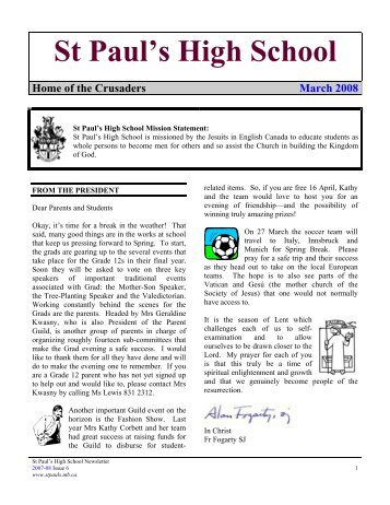 Parent Newsletter March 2008 - St Paul's High School