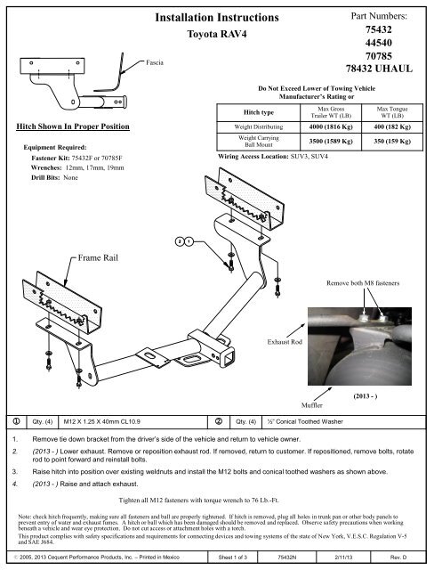 Installation Instructions - Draw-Tite