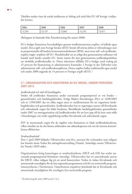 Rapport om skyddet av EU:s finansiella intressen i Sverige 2007-2009