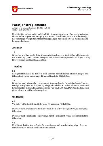 Färdtjänstreglemente 2012:10.pdf - Burlövs kommun