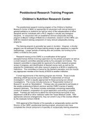 Postdoctoral Research Training Program Children's Nutrition ...