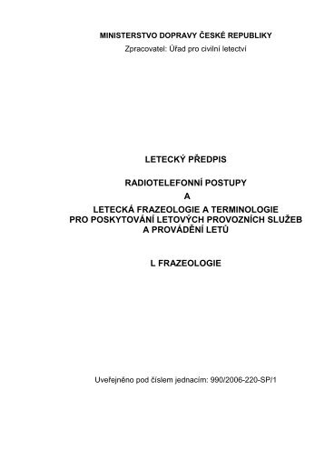 Frazeologie - Letecká informační služba - Řízení letového provozu