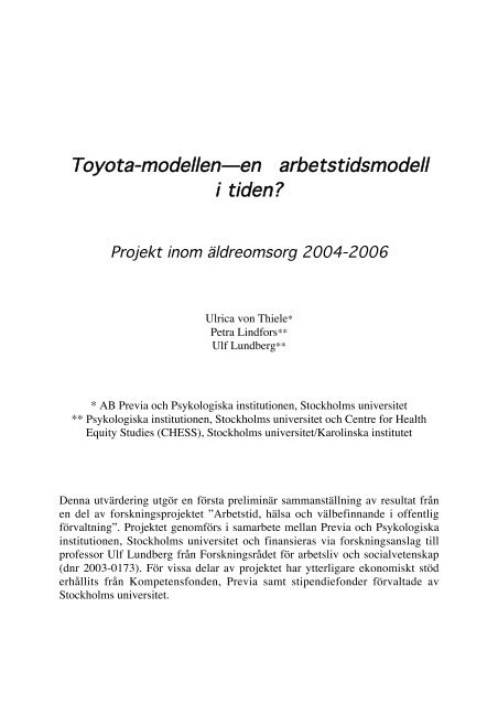 Toyota-modellenâen arbetstidsmodell i tiden? - Previa