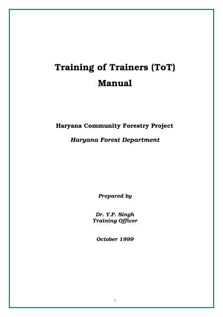 Training of Trainers (ToT) Manual - HCFP
