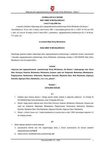 Miejscowy plan zagospodarowania przestrzennego Gminy ...