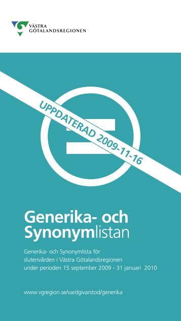 Generika- och Synonymlistan - VÃ¤stra GÃ¶talandsregionen