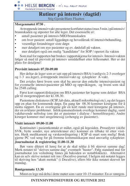 Intensivmedisin - Metodebok for Intensivmedisinsk ... - Helsebiblioteket