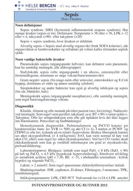 Intensivmedisin - Metodebok for Intensivmedisinsk ... - Helsebiblioteket