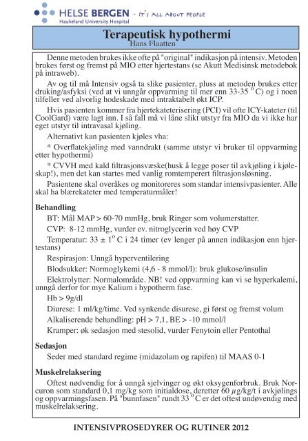 Intensivmedisin - Metodebok for Intensivmedisinsk ... - Helsebiblioteket