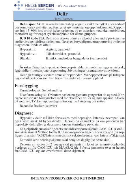 Intensivmedisin - Metodebok for Intensivmedisinsk ... - Helsebiblioteket