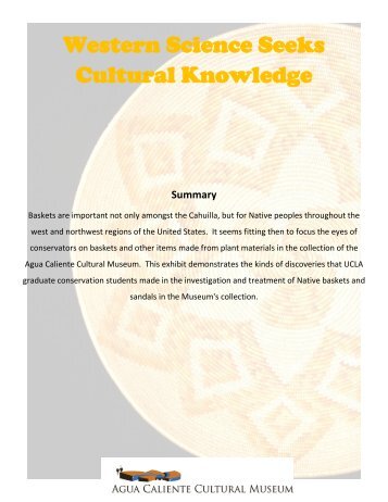 Western Science Seeks Cultural Knowledge - Accarchives.org