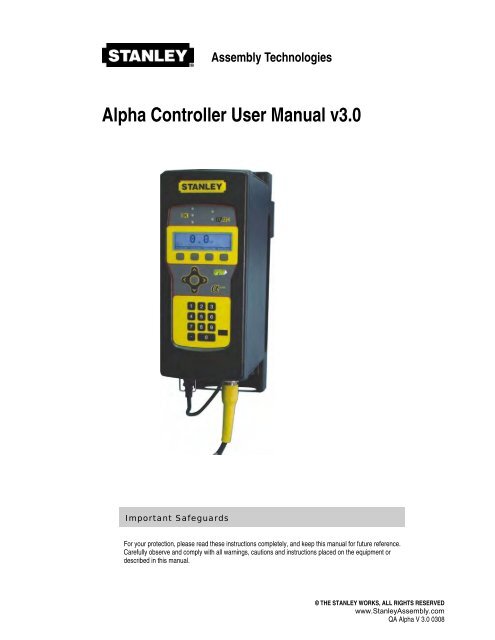 Assembly Technologies Alpha Controller User Manual v3.0