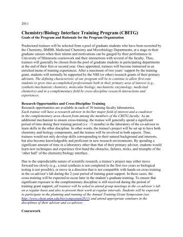 Chemistry/Biology Interface Training Program (CBITG)