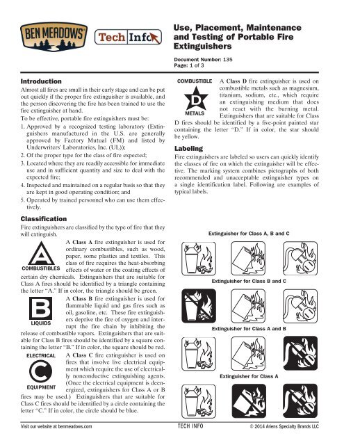 Fire Extinguisher Ul Rating Chart