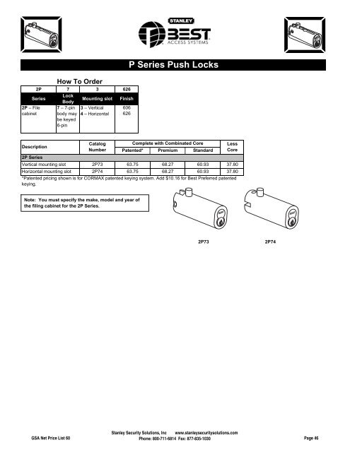 BEST Price List 60 GSA - Stanley Security Solutions