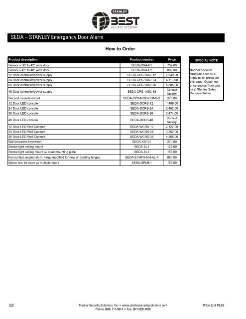 best electronic & mechanic al l ocks price list 62 - Stanley Security ...