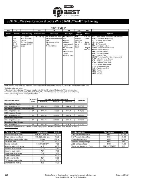 best electronic & mechanic al l ocks price list 62 - Stanley Security ...