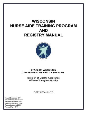 Wisconsin Nurse Aide Training Program and Registry Manual - P ...