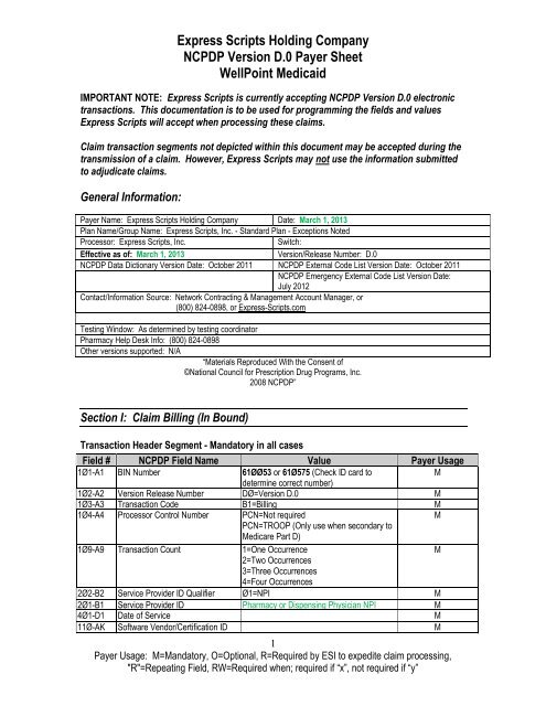 WellPoint Medicaid - Express Scripts