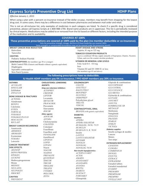 Medco/Express Scripts Preventive Drug List