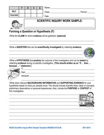 Scientific Inquiry Work Sample Student Template: Grades 4/5