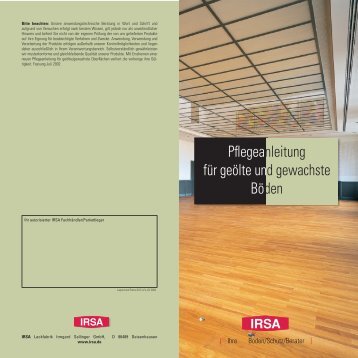 IRSA Pflegeanleitung als PDF - Parkett richtig reinigen und pflegen ...