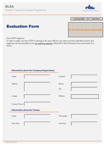 Evaluation Form - Elsa