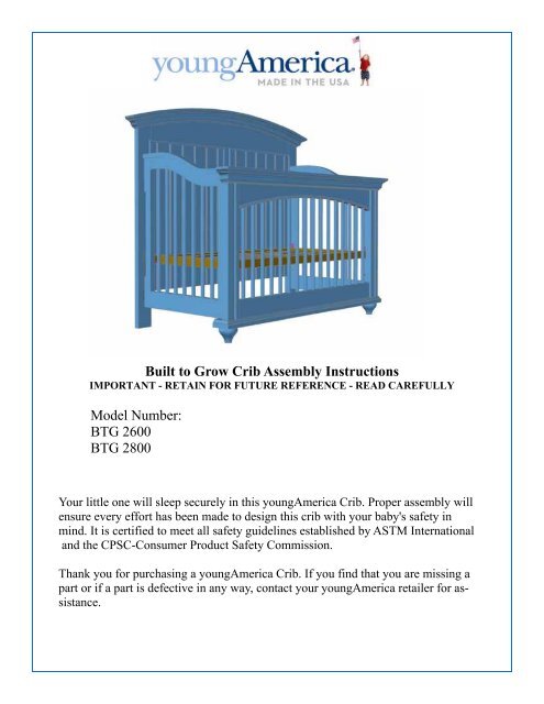 Btg 2600 Btg 2800 Built To Grow Crib Assembly Stanley Furniture