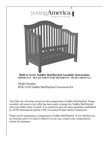 BTK-3230 Toddler Bed/Daybed Conversion Kit ... - Stanley Furniture