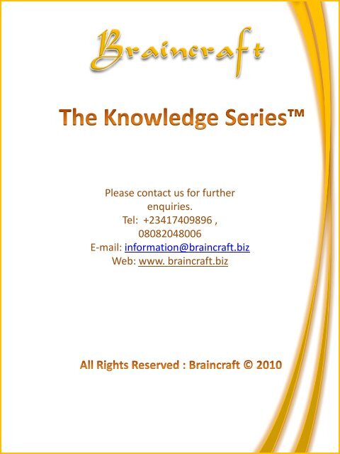 Please click here to view our full Knowledge - Braincraft