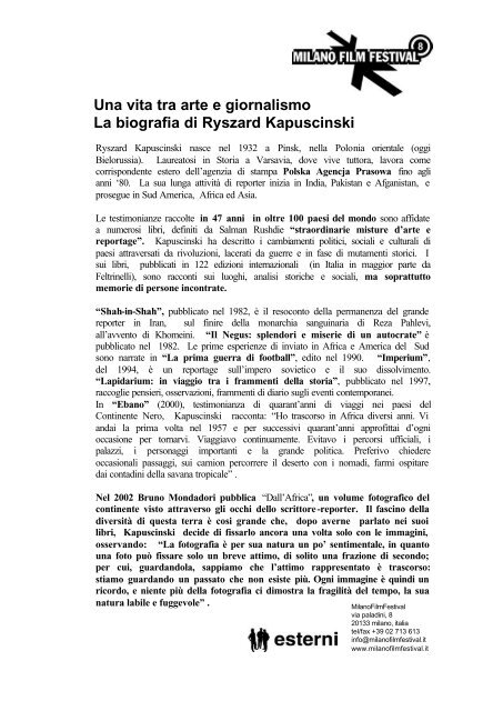 scarica il primo comunicato stampa in formato "PDF" - Galleria ...