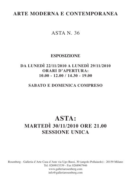 Catalogo Asta 36 - Galleria Rosenberg