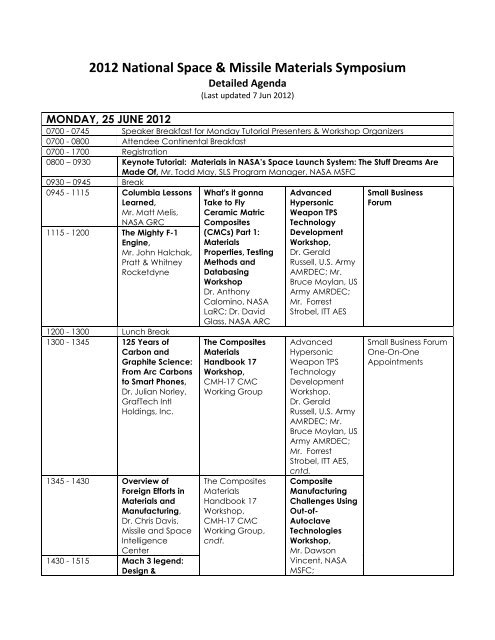 2012 National Space & Missile Materials Symposium