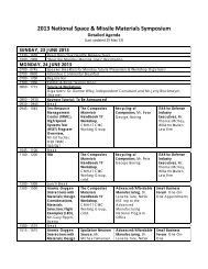 2013 National Space & Missile Materials Symposium