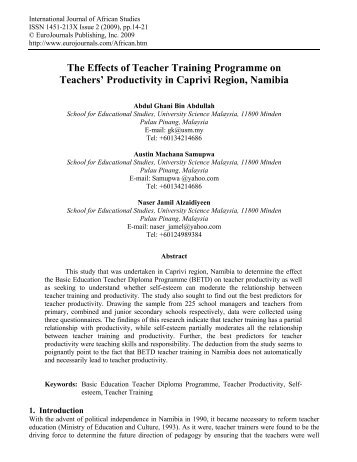 The Effects of Teacher Training Programme on ... - EuroJournals