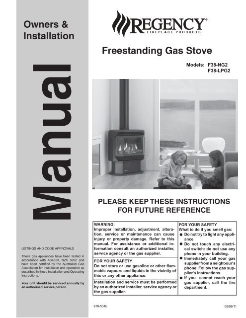 Regency F38 Manual - Pivot Stove u0026amp; Heating