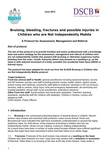 bruising and injuries in not independently mobile children.