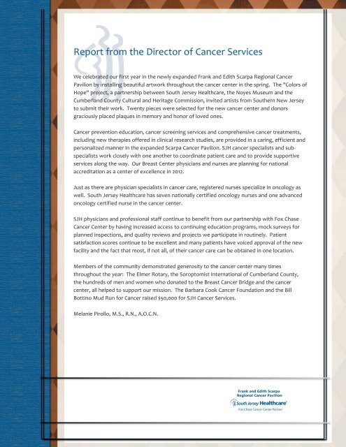 2011 Cancer Annual Report (PDF) - Inspira Health Network