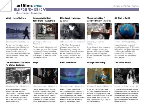 CATALOGUE - Art Films Digital