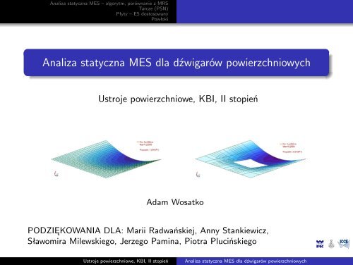 Analiza statyczna MES dla dzwigarÃ³w powierzchniowych