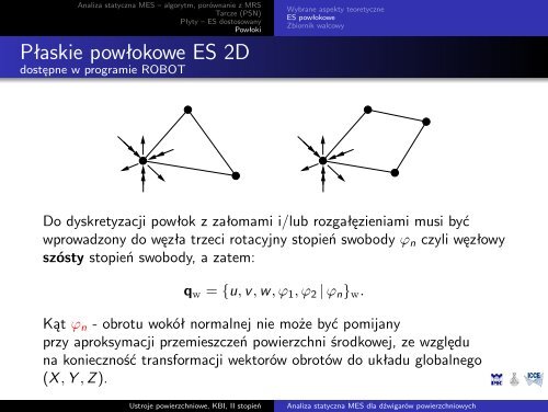 Analiza statyczna MES dla dzwigarÃ³w powierzchniowych