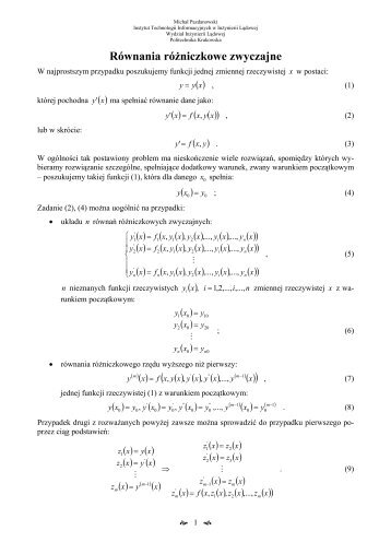 Metody numeryczne cz. 10 - Instytut Metod Komputerowych w ...