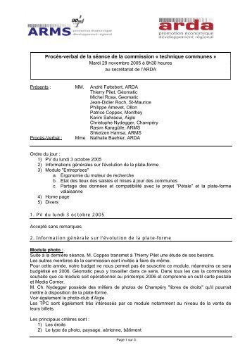 Procs-verbal de la sance du comit ARMS