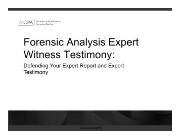 Forensic Analysis Expert Witness Testimony: - Willamette ...