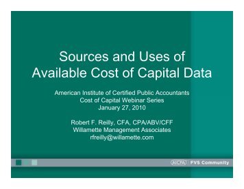 Sources and Uses of Available Cost of Capital Data - Willamette ...
