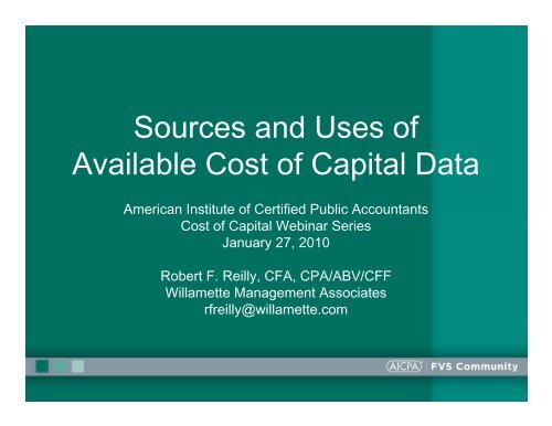 Sources and Uses of Available Cost of Capital Data - Willamette ...