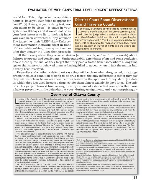 Evaluation of Trial-Level Indigent Defense Systems in Michigan